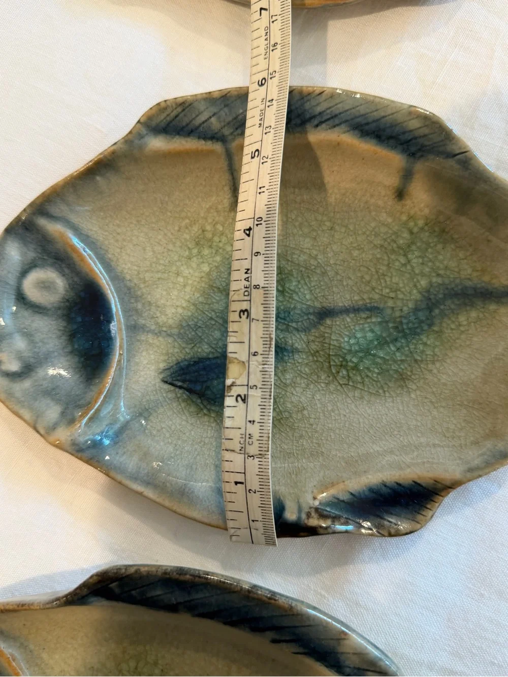 Green Ceramic Fish-Shaped Plates - Set of 6